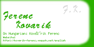 ferenc kovarik business card